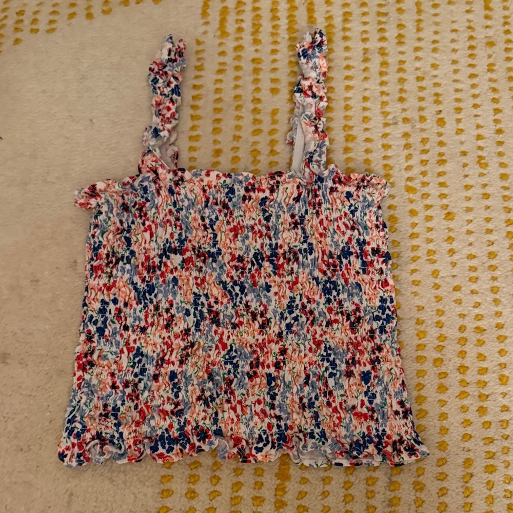 Old Navy Red and Blue Smocked Camisole